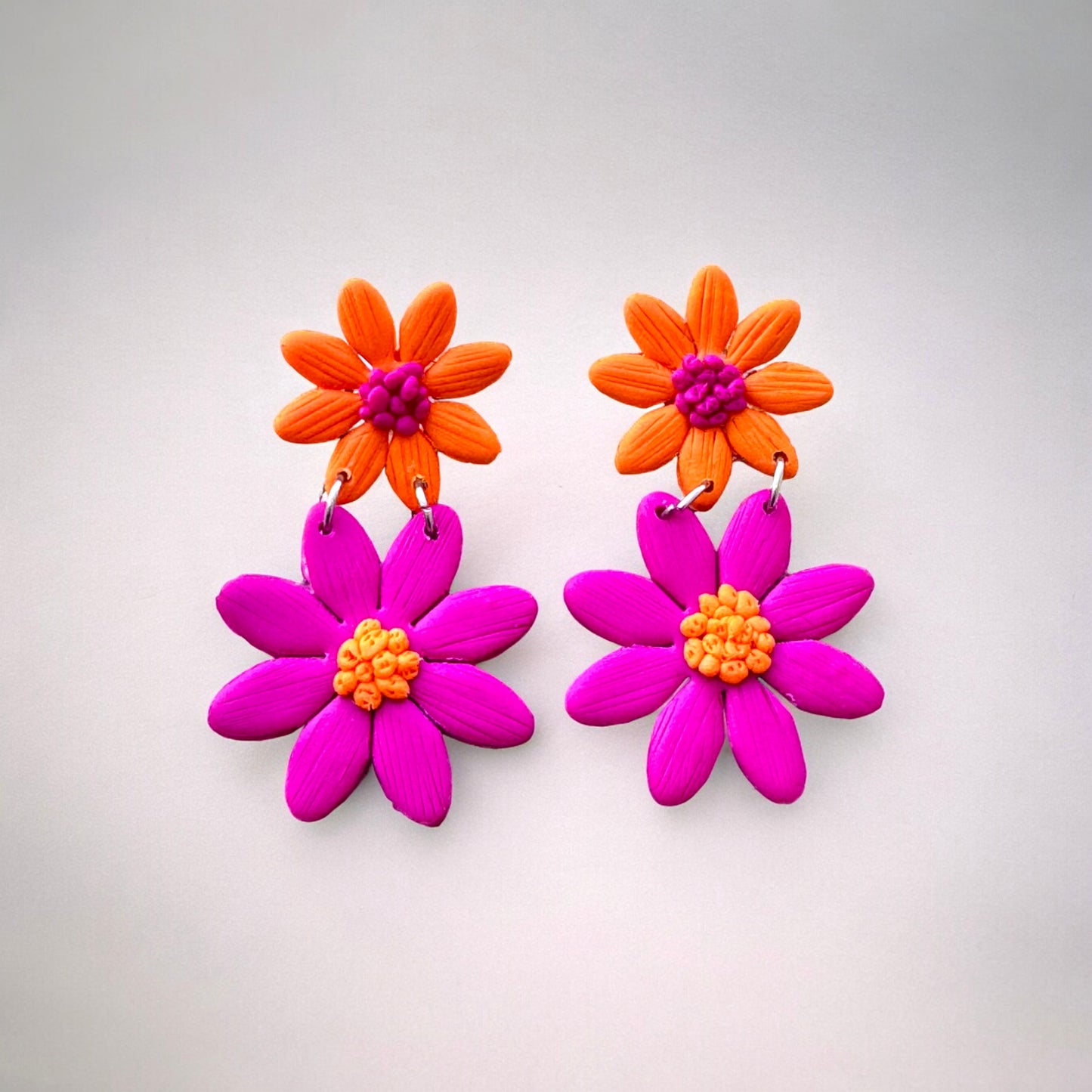 Pendientes Colección Brigitte Fucsia y Naranja