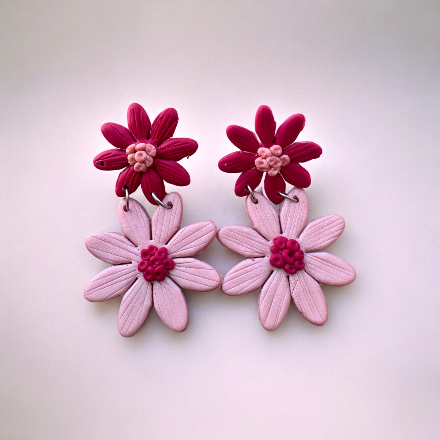 Pendientes Colección Brigitte Granate y rosa pálido