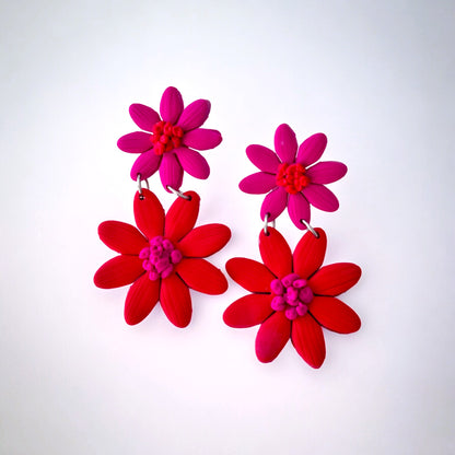 Pendientes Colección Brigitte Color Rojo y Fucsia