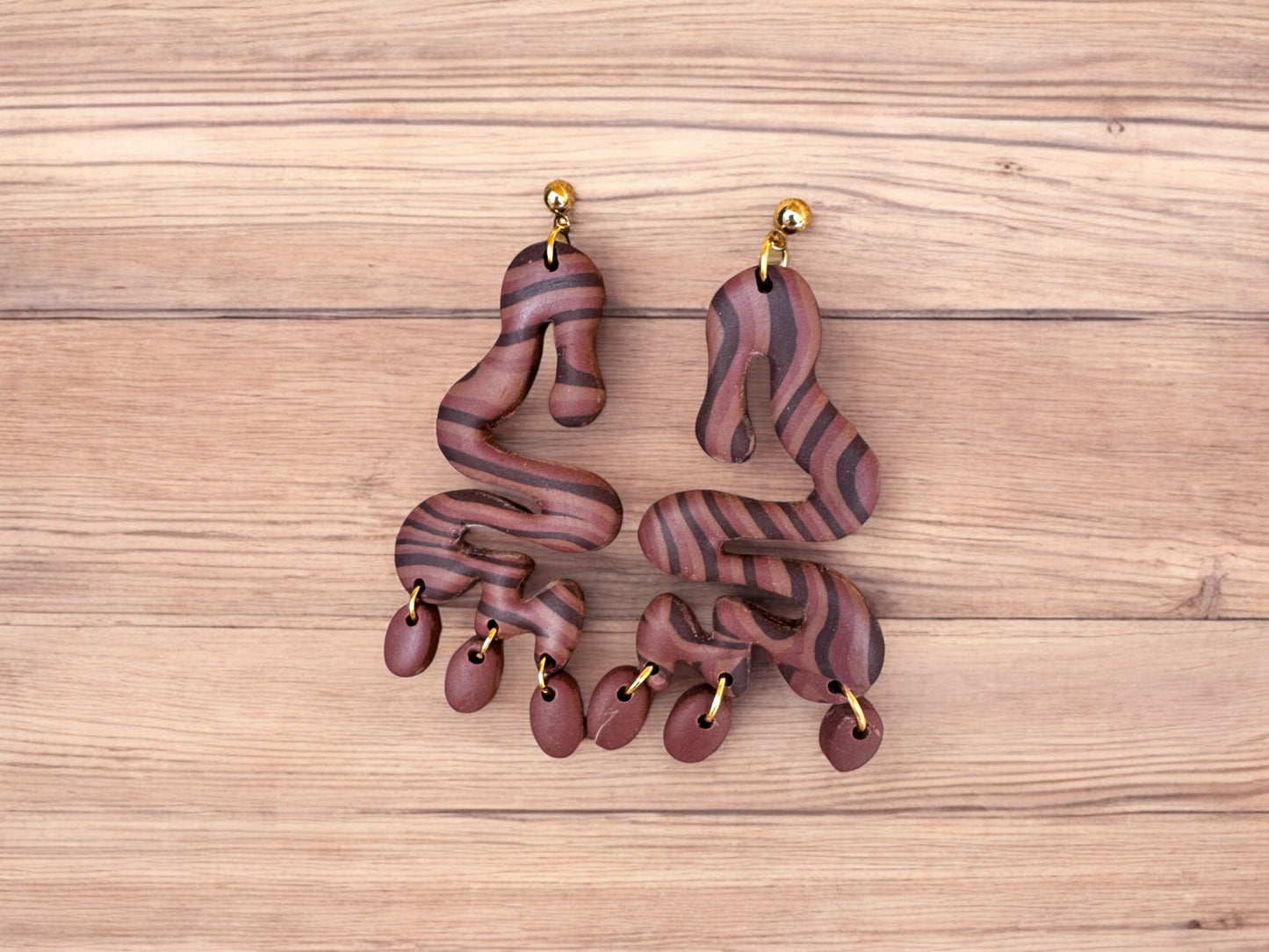 Pendientes Boho Efecto Madera