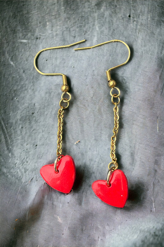 Pendientes colgantes corazones pequeños