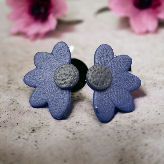 Pendientes Media Margaritas  grandes Azules y Negros