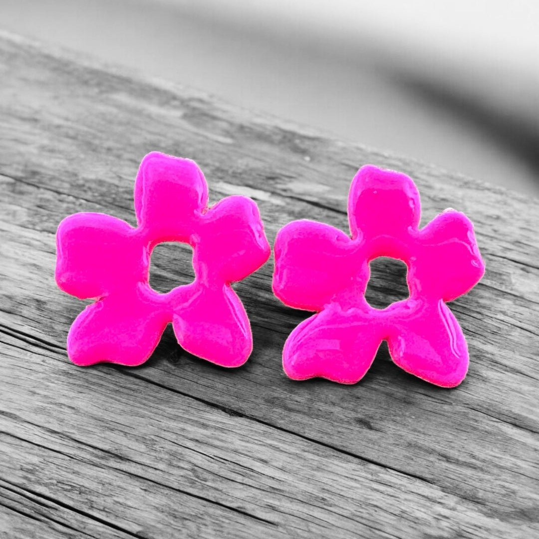 Pendientes Petunia rosa fluor