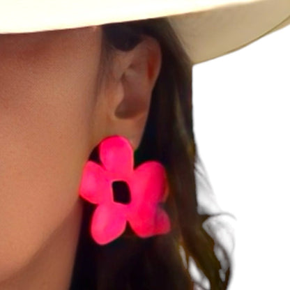 Pendientes Petunia rosa fluor