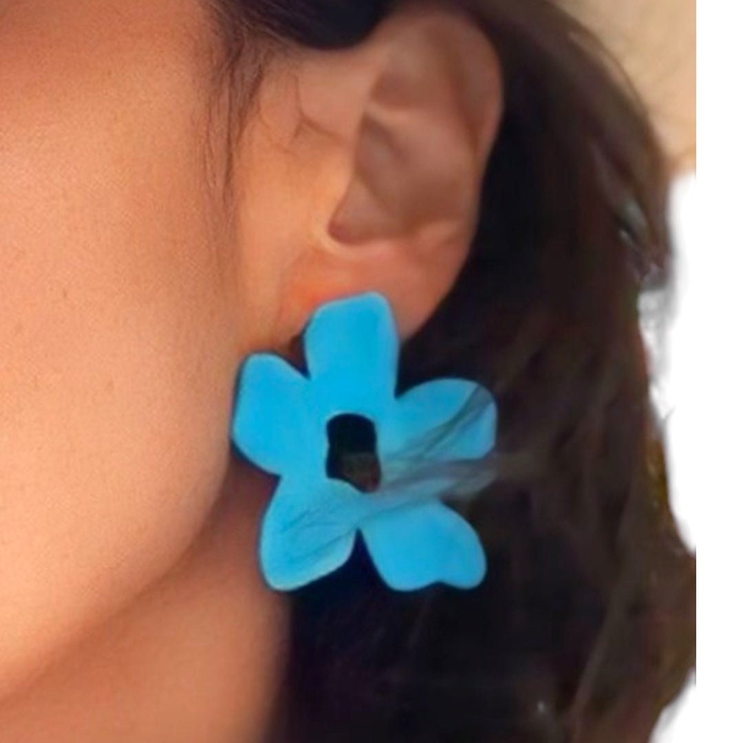 Pendientes Petunia Azul Fluor